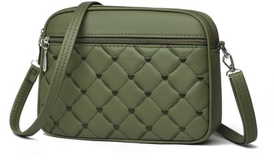 Dames Gesteppte Crossbody Tas - Kleine Hartgestikte PU-Leder Schoudertas - Meerderrits Casual Dagelijkse Tas