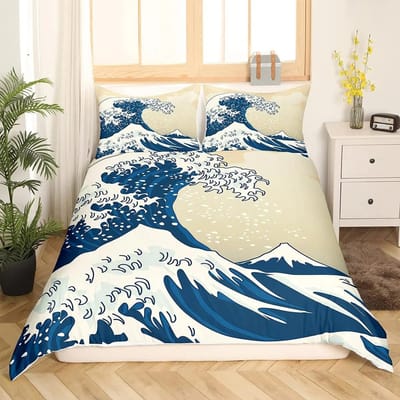 Strand Oceaan Dekbedovertrek Set Hawaiiaanse Palmboom Golven Beddengoed Tropisch Eiland En Zee Strand Natuur Thema Polyester Dekbedovertrek EU single(135x200cm)