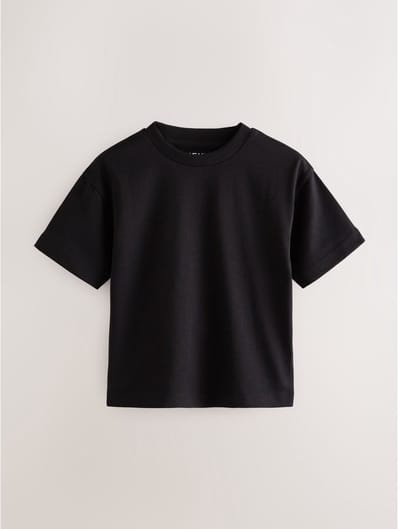 Next - Jongens - Effen T-shirt met korte mouwen - Zwart