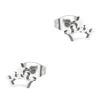 Aramat Jewels | Oorbellen | Stalen Kroontjes Oorbellen 9x7mm - Zilverkleur | | | |9mm | Staal | Kinderen, Volwassenen | Verkleurd niet