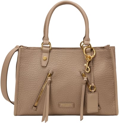 Marc O'Polo Leren handtas schoudertas Phili Shopper Earthy Taupe beige