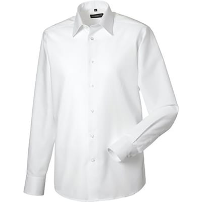 Russell Collectie Heren Lange Mouw Easy Care op maat gemaakt Oxford Shirt (Wit)
