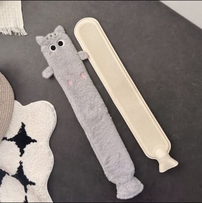 Handwarmers - Pluche kruik - Kattenontwerp - Geschikt voor thuis, op reis, op het werk, buitenactiviteiten, kamperen, slapen, ontspanning en warmte in de winter（Grijze kat）