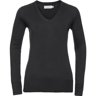 Russell Collectie Dames/Dames V-hals gebreide trui (Zwart)