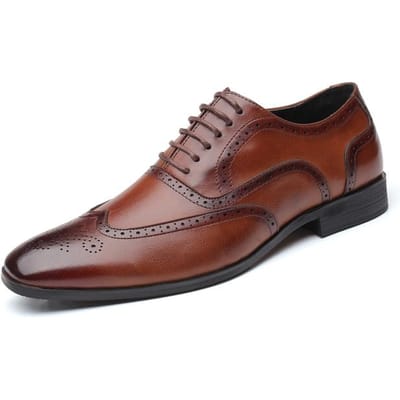 Herenschoenen Casual Leer Oxford Zakelijk Formeel Schoenen Voor Mannen Retro Vetersluiting Antislip Brogue Schoenen Lente Herfst Plus Size 38 -48 47 bruin