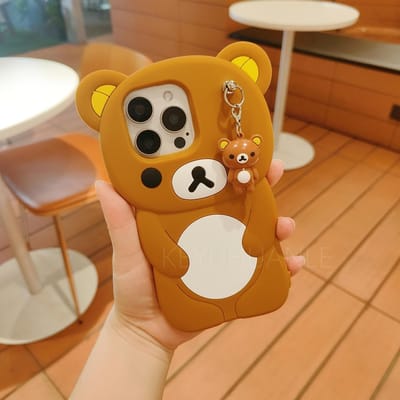 Voor iPhone 17 16 15 14 13 12 11 Pro Max SE 6 7 8 Plus Kawaii Rilakkuma Sleutelhangers Siliconen Zachte Cover Poppetje Sleutelhangers Telefoonhoesje iPhone 5(5s)