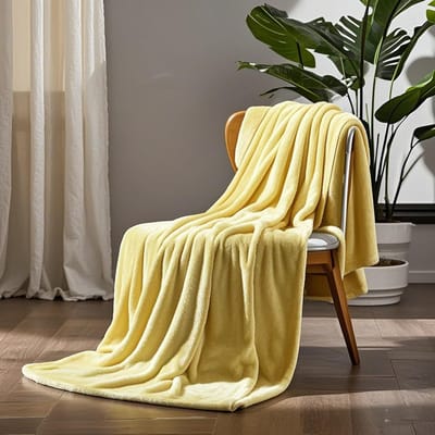 Zachte en Warme Plaid 180x260 cm Geel - Hoogwaardige Comfortabele Dekens voor Bank en Bed