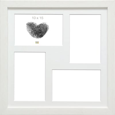 Deknudt Frames multifotolijst - wit - collagelijst voor 4 foto's 10x15 cm - met passe-partout