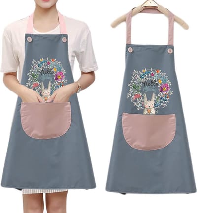 Schort, schattig konijnenschort, keukenschort voor keuken, restaurant, café, kookschort voor mannen en dames, 1 stuks blauw, 1