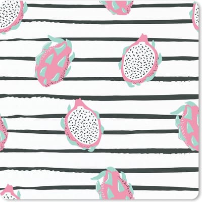 Muismat 20x20 cm - Mousepad Zomer - Fruit - Strepen - Muismatten