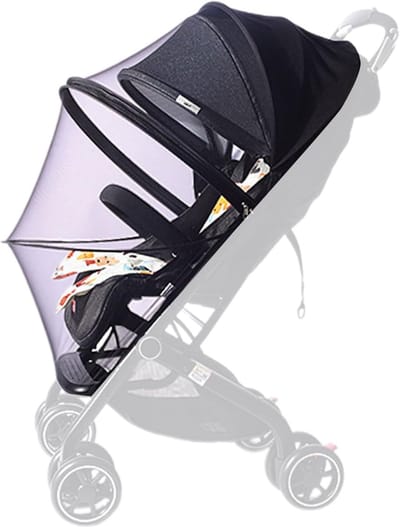 Kinderwagen Verlengstuk - Muggennet Kap - Bescherming Baby - UPF50+ Zonwering - 35x35cm - Zwart