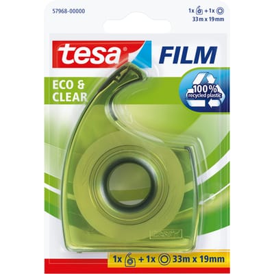 Plakband handdispenser tesafilm® Eco & Clear 33mx19mm transparant blister