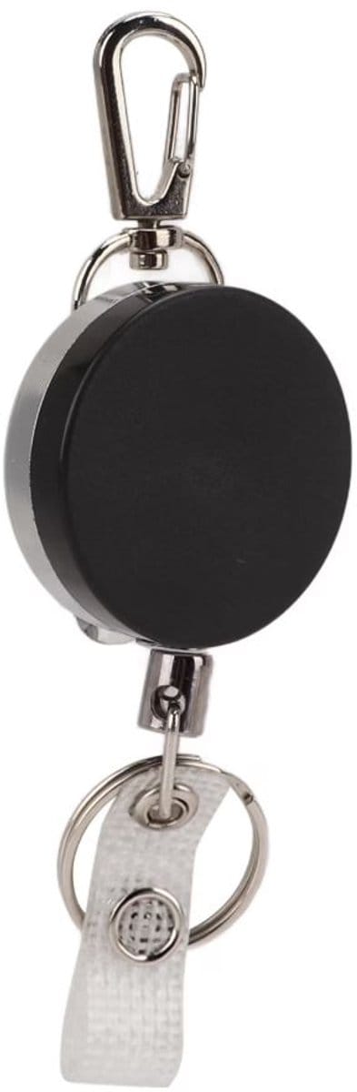 Uittrekbare sleutelhanger - Uitrekbaar - Pasjeshouder - Kaarthouder - Keycord - Karabijnhaak - Met clip - Skipas - Elastisch koord - Sleutels en pasjes - Retractable keychain - Badge - Zwart - Jonyx