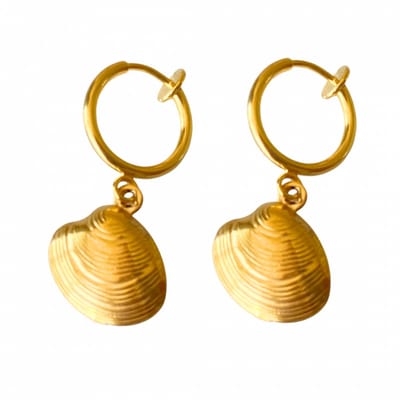 Klem oorbellen - goudkleurig - schelp - geen gaatje- Charme Bijoux
