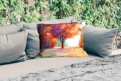 Buitenkussens - Tuin - Olieverf - Schilderij - Boom - Kleuren - 50x30 cm