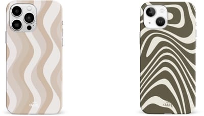 xoxo Wildhearts telefoonhoesjes Boogie Wonderland Green + Minimal Nude – Double Layer Hard Cases met golvend design – elegant en stijlvol – geschikt voor iPhone 15 Pro
