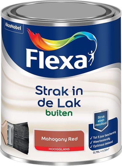 Flexa - Strak In De Lak Buitenlak Hoogglans - Mahogany Red - Mengverf - 750 Ml