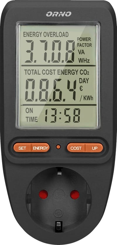 Energiemeter - kWh - Energiekostenmeter - Elektriciteitsmeter - LCD scherm - Verbruiksmeter voor in het Stopcontact - ingebouwde batterij - Zwart