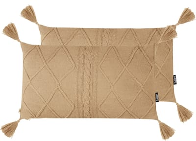 CAESIA - Sierkussen set van 2 - Beige - 30 x 50 cm - Katoen