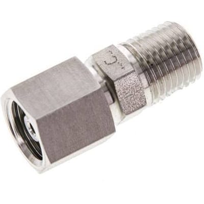 6S & 1/4'' NPT RVS Rechte Draaidoorvoer Buitendraad 630bar FKM O-ring en Afdichtconus Verstelbaar ISO 8434-1