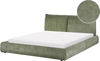 VINAY - Tweepersoonsbed - Olijfgroen - 160 x 200 cm - Corduroy