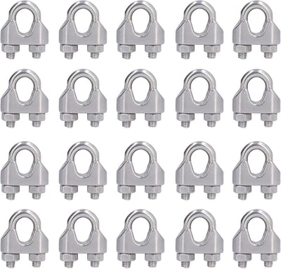 Dailygoods - Set van 20 Stuks Kabelclips met U-Bolts - Voor Kabels tot 16 mm