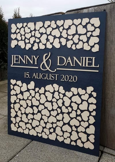 Uniek Gepersonaliseerd Houten Gastenboek Alternatief voor Bruiloft of Feest - Inclusief 158 Hartjes
