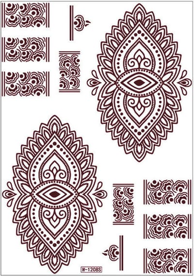Hiden - Henna tattoo - Neptattoo Volwassenen - Henna Sjabloon - Festival - Outfit - Tattoo set - Ovaal