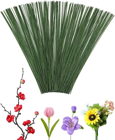 100 Stukken Floristische Draad Handvat voor Knutselen - Bloemen - Fondant - Floristisch Draad in Donkergroen, 40cm