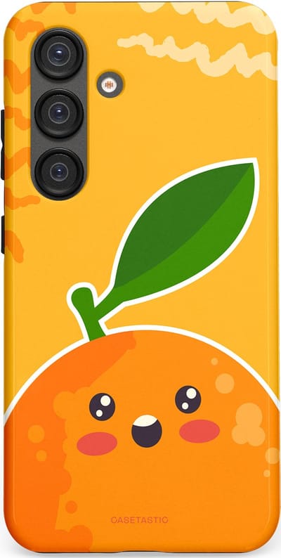 Casetastic Hoesje Geschikt voor Samsung S25 - Stijlvolle Beschermende Duo-layer Case - Vrolijke Sinaasappel