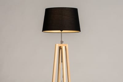 Lumidora Vloerlamp 31127 - LILLE - E27 - Zwart - Naturel - Hout - ⌀ 45 cm