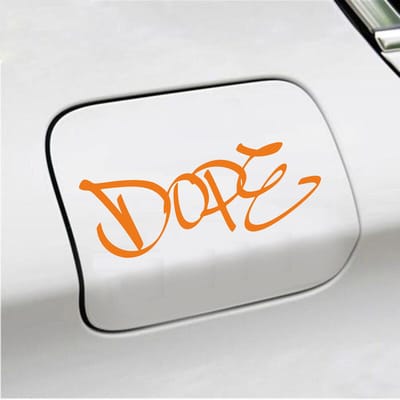 Bumpersticker - Dope - 7 X 18 - Oranje