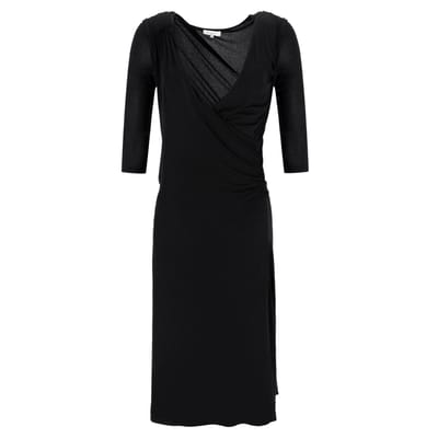 Etro jurk met plooien en overslaglook in zwarte viscose