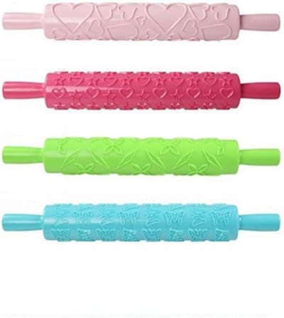 Decoratiegereedschap voor Taarten, Gegraveerde Deegroller, 12 Stuks, Fondant en Bakgerei, Textuur en Patroon, Ideaal voor Taartdecoratie en Bakprojecten