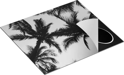 Chefcare Inductie Beschermer Palmbomen Bladeren - Zwart Wit - 60x50 cm - Afdekplaat Inductie - Kookplaat Beschermer - Inductie Mat
