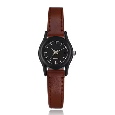 Dameshorloge met zwart uurwerk en bruin bandje – Tijdloos en chic