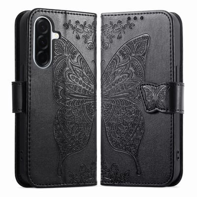 Coverup Hoesje - Geschikt voor Samsung Galaxy A27 Hoesje - Coverup Vlinder Book Case - Zwart