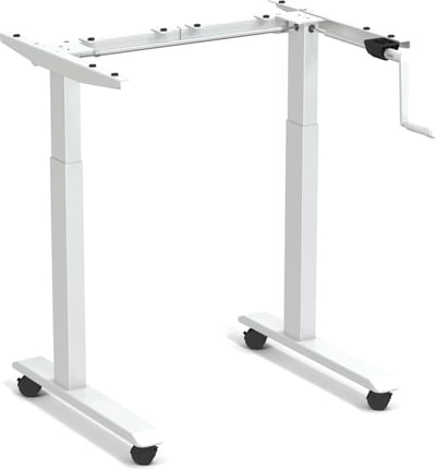 Worktrainer - StudyDesk - Klein handslinger zit-sta bureau - Hoogte 60,8 - 106 cm - Breedte 75 - 110 cm - Verrijdbaar - In hoogte verstelbaar - Wit