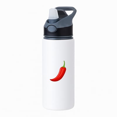 Hacebo® - Rode peper waterfles met rietje zwart - Groente - Groente liefhebbers - Chillipeper - pittige peper - water fles - 650ML