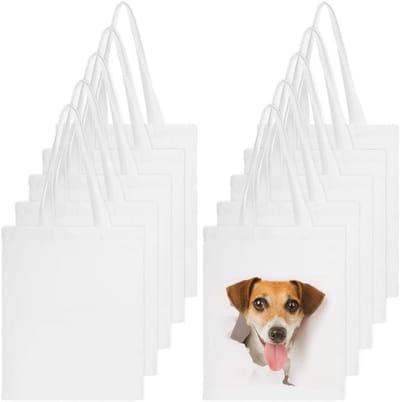 Canvas Draagtassen - Herbruikbare Tassen - Doe-het-zelf Sublimatie - Sterk Canvas Materiaal - 30 x 23 x 9 cm - Wit