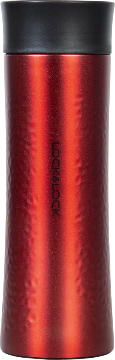 Lock&Lock RVS Thermosfles - Thermosbeker - Travel Mug - Isoleerfles - Veldfles - Drinkfles - Theefles - Met Filter - Koffie en Thee - Lekvrij - Tot 10 uur warm - 400 ml - Rood - LocknLock