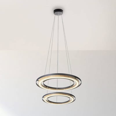 Globo LED hanglamp Rilas, zwart/hout, Ø 57 cm, dimbaar