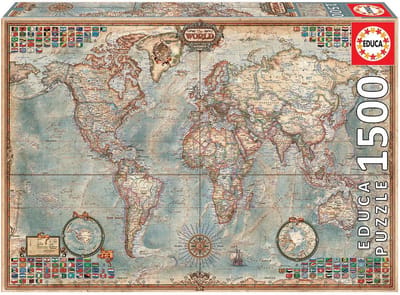 Wereldkaart Puzzel van 1500 Stukken - Multicolour