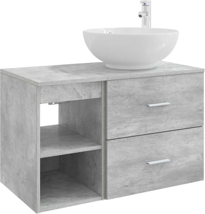 vidaXL - Badkamermeubel - Set - 2 - st - Betongrijs - Bewerkt - hout