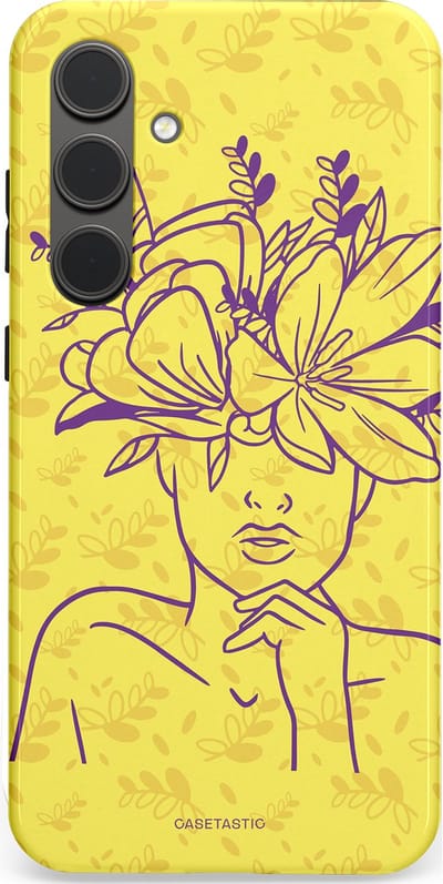 Casetastic hoesje geschikt voor Samsung Galaxy S24 Plus - Dubbellaagse bescherming - Floral Essence - Fashion Case - Goud Beige