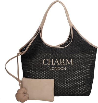 Charm London Shoreditch Shopper - Rietlook - Schoudertas - Strand - Zomer - Dames - Tote Bag - Dames Tas - Zwart