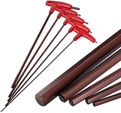 Inbussleutel Set - Zeskant Sleutels - Machine Onderhoud - Extra Lange T-greep - 3 4 5 6 8 mm - Bruin