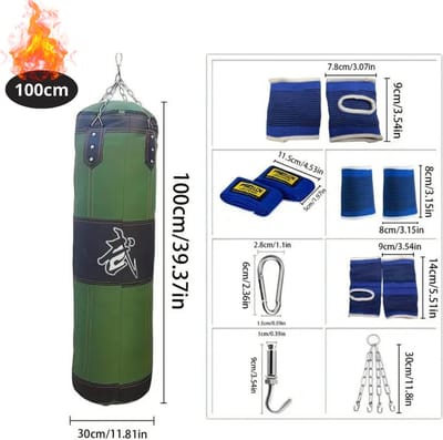 Nivard Bokszak - Bokspaal - Bokszak Ophangsysteem - Volwassenen - Kickboks Zak - Stootzak - Punching Bag - Boxzak - Sport - (Niet Gevuld) - 100 cm - Groen