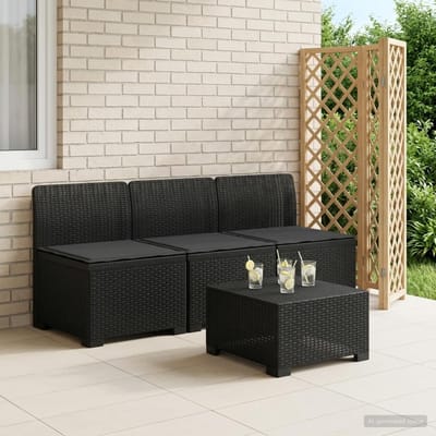 vidaXL - 3-Zits - Tu - bank - met - Kussens - Rattan - Look - 3-zits - PP - Antraciet