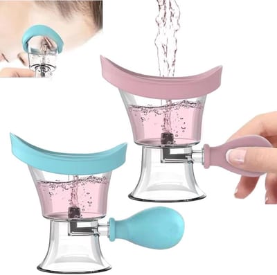 Oogwasbekers Set van 2, Handmatige Oogreinigingskit met Luchtdruk, Silicone Oogbad voor Makeup Irritatie en Kalmering